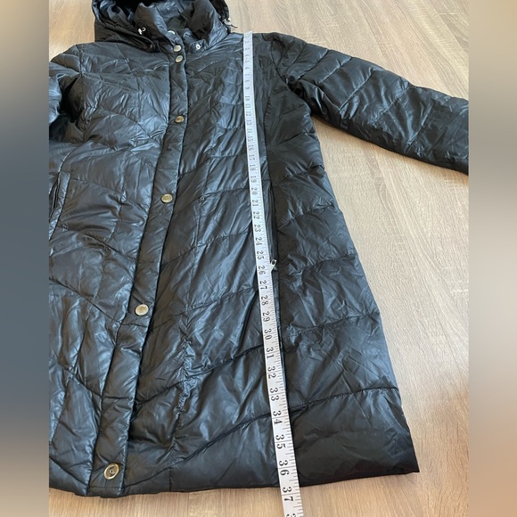 Utex Long Black GOOSEDOWN puffer Jacket Trench w/ Removable hood. Size L - Picture 9 of 15